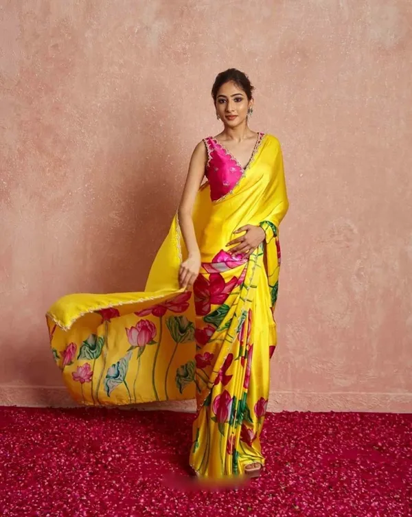 Yellow_Color_1-Minute_Ready_To_Wear_Organza_Silk_Saree_with_Moti_Embroidery_Work_&_Stitched_Blouse