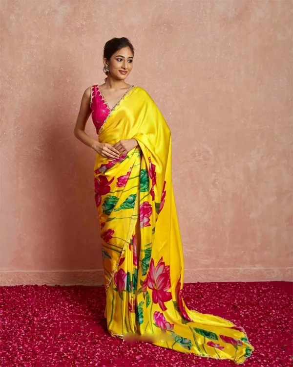 Yellow_Color_1-Minute_Ready_To_Wear_Organza_Silk_Saree_with_Moti_Embroidery_Work_&_Stitched_Blouse