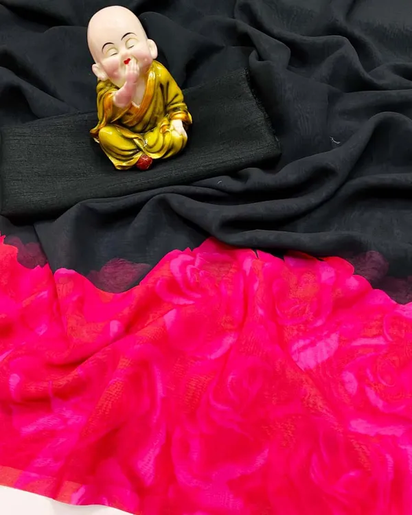 Black_Color_1-Minute_Ready_To_Wear_Georgette_Saree_With_Blouse_Piece