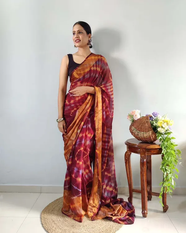 Maroon__Color_1-Minute_Ready_To_Wear_Georgette_Saree_With_Blouse_Piece