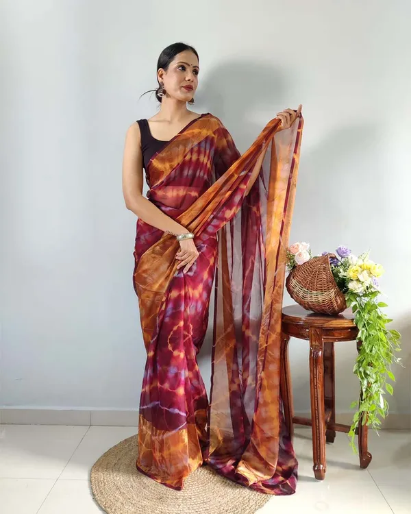 Maroon__Color_1-Minute_Ready_To_Wear_Georgette_Saree_With_Blouse_Piece