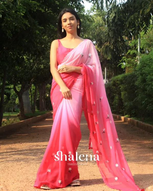 Pink_and_Light_Pink_Georgette_Saree_with_Embroidery_and_Sequence_Work_Blouse_Piece