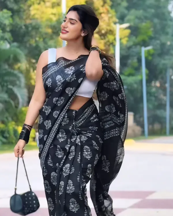 Black_Color_Cotton_1_-_Minute_Ready_to_Wear_Saree_with_Blouse_Piece