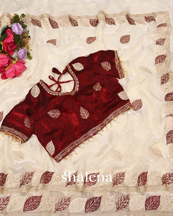 Lagniappe_Off_White_Fancy_Silk_Embroidery_Work_Saree_With_Stitched_Blouse