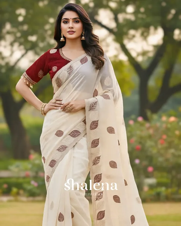 Lagniappe_Off_White_Fancy_Silk_Embroidery_Work_Saree_With_Stitched_Blouse