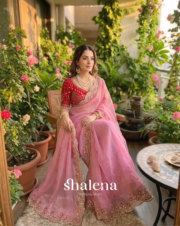 Ineffable_Pink_Fendy_Silk_Sequence_Embroidery_Work_Saree_With_Stitched_Blouse
