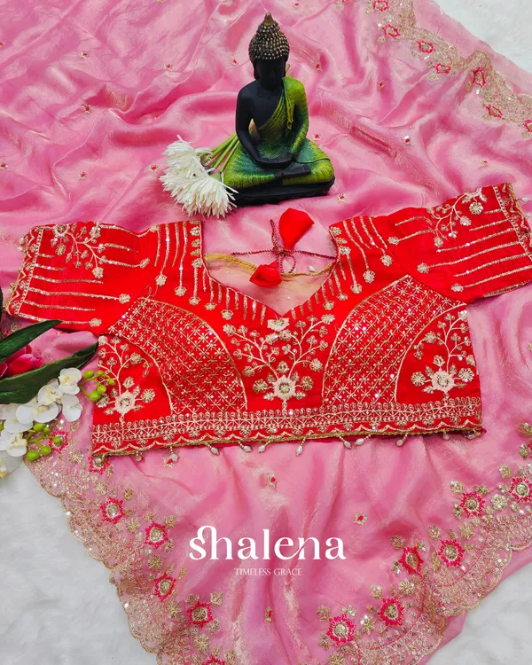 Ineffable_Pink_Fendy_Silk_Sequence_Embroidery_Work_Saree_With_Stitched_Blouse