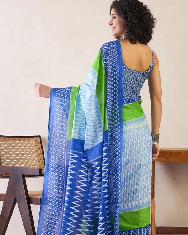 Blue_Color_Mulmul_Cotton_1_-_Minute_Ready_to_Wear_Saree_with_Pocket_and_Blouse_Piece