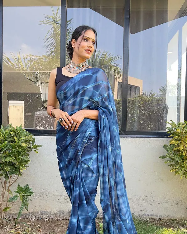 Blue_color_1-Minute_Ready_To_Wear_Naylon_Saree_With_Blouse_Piece