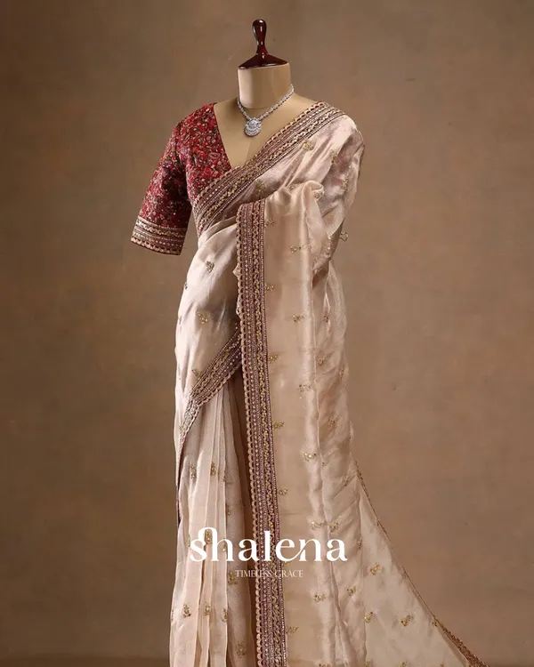 Beige_color_soft_jimichu_fabric_Embroidery_Sequence_and_Coding_Lace_work_with__beautiful_golden_jari�butta_design