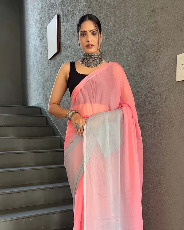 Calm_Pink_Color_1-Minute_Ready_To_Wear_Georgette_Saree_With_Blouse_Piece