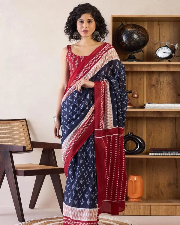 Purple_And_Maroon_Color_Mulmul_Cotton_1_-_Minute_Ready_to_Wear_Saree_with_Pocket_and_Blouse_Piece