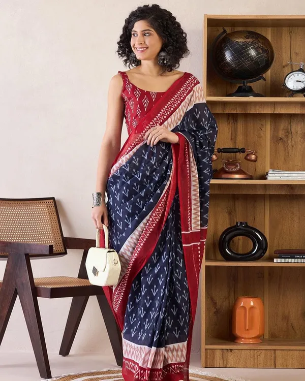 Purple_And_Maroon_Color_Mulmul_Cotton_1_-_Minute_Ready_to_Wear_Saree_with_Pocket_and_Blouse_Piece