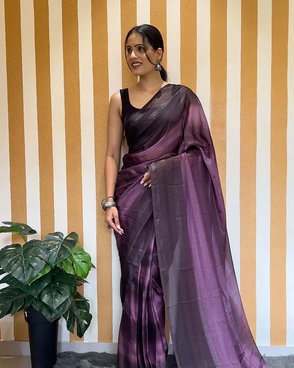 Wine_Color_1-Minute_Ready_To_Wear_Naylon_Saree_With_Blouse_Piece