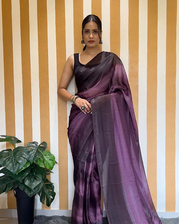 Wine_Color_1-Minute_Ready_To_Wear_Naylon_Saree_With_Blouse_Piece