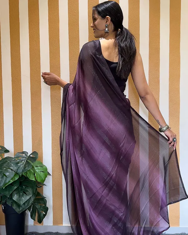 Wine_Color_1-Minute_Ready_To_Wear_Naylon_Saree_With_Blouse_Piece