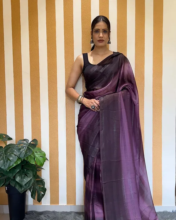 Wine_Color_1-Minute_Ready_To_Wear_Naylon_Saree_With_Blouse_Piece