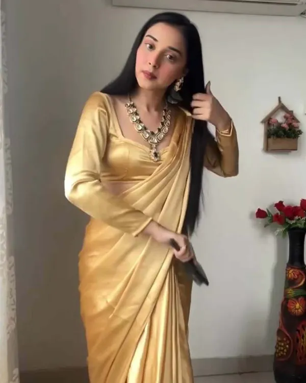 Golden_Color_1-Minute_Ready_To_Wear_Satin_Saree_With_Blouse_Piece