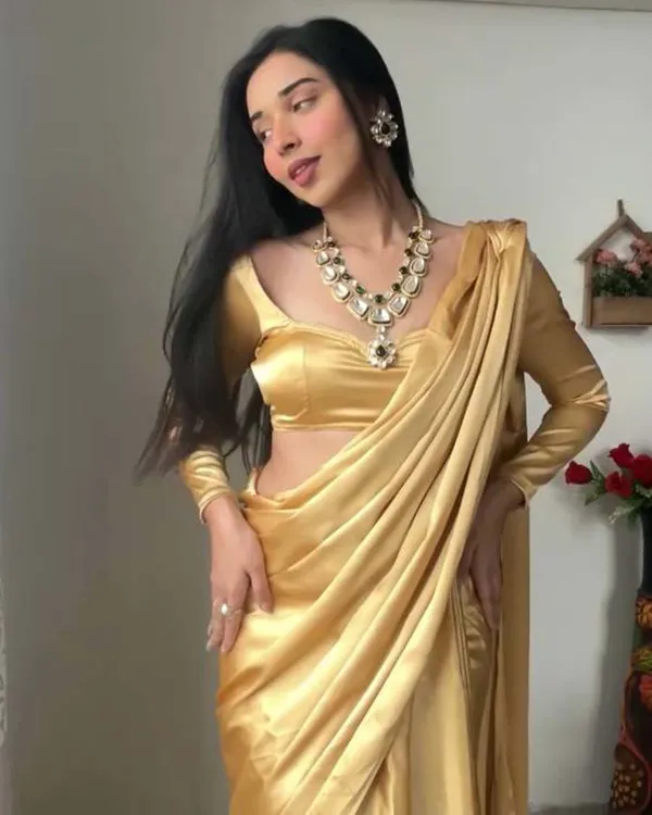 Golden_Color_1-Minute_Ready_To_Wear_Satin_Saree_With_Blouse_Piece