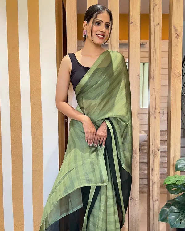 Green_Color_1-Minute_Ready_To_Wear_Naylon_Saree_With_Blouse_Piece