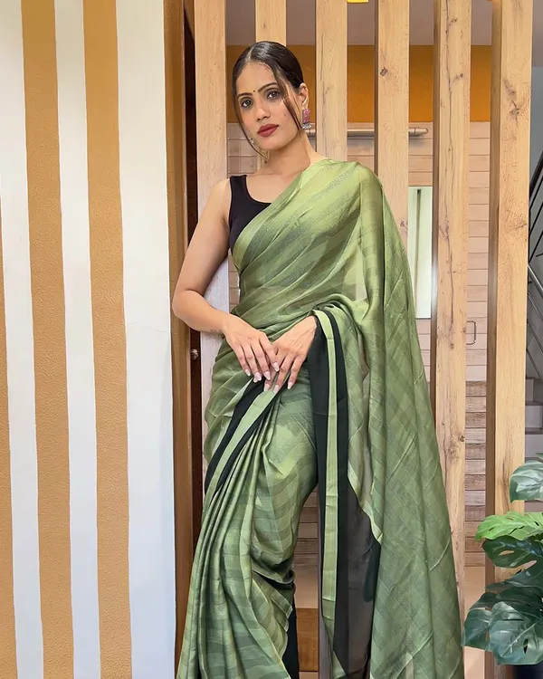 Green_Color_1-Minute_Ready_To_Wear_Naylon_Saree_With_Blouse_Piece