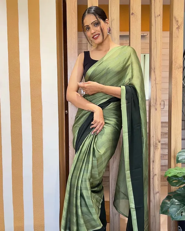 Green_Color_1-Minute_Ready_To_Wear_Naylon_Saree_With_Blouse_Piece