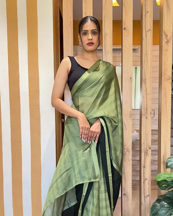Green_Color_1-Minute_Ready_To_Wear_Naylon_Saree_With_Blouse_Piece