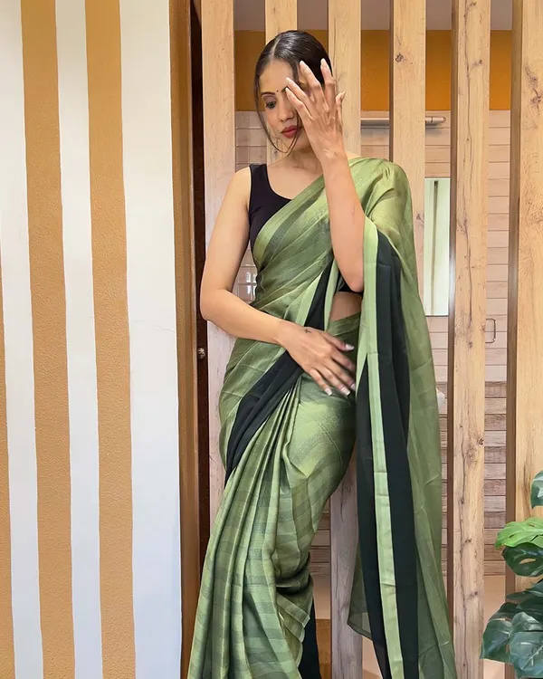 Green_Color_1-Minute_Ready_To_Wear_Naylon_Saree_With_Blouse_Piece