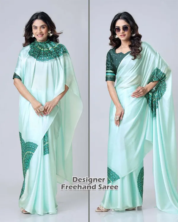 Light_green_Color_1_-_Minute_Ready_to_Wear_Satin_Silk_Saree_with_Unstitch_Blouse_Piece