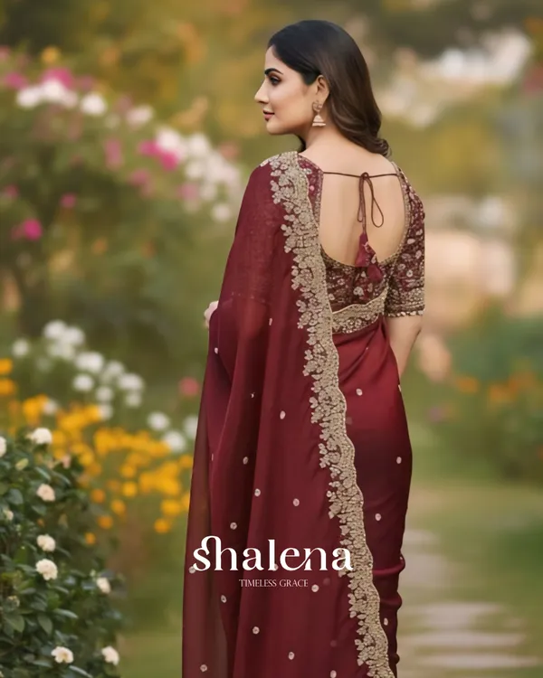 Elegant_Wine_Embroidery_Work_Fancy_Silk_Saree_With_Comely_Full_Stitched_Blouse