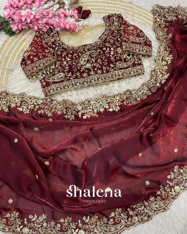 Elegant_Wine_Embroidery_Work_Fancy_Silk_Saree_With_Comely_Full_Stitched_Blouse