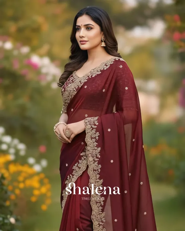 Elegant_Wine_Embroidery_Work_Fancy_Silk_Saree_With_Comely_Full_Stitched_Blouse