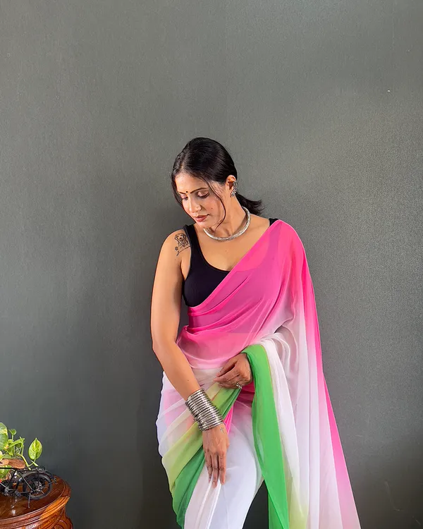 Pink_And_Green_Color_1-Minute_Ready_To_Wear_Georgette_Saree_With_Blouse_Piece