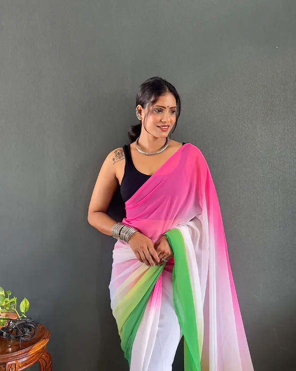 Pink_And_Green_Color_1-Minute_Ready_To_Wear_Georgette_Saree_With_Blouse_Piece