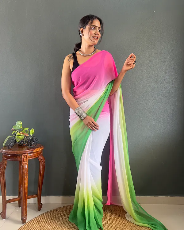 Pink_And_Green_Color_1-Minute_Ready_To_Wear_Georgette_Saree_With_Blouse_Piece
