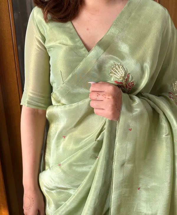 Green_Color_Soft_Malai_Sattin_Silk_1_-_Minute_Ready_to_Wear_Saree_with_Fully_Stitch_Blouse_(Free_Size)_Up_to_44