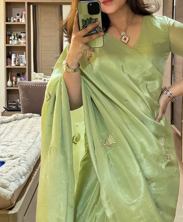 Green_Color_Soft_Malai_Sattin_Silk_1_-_Minute_Ready_to_Wear_Saree_with_Fully_Stitch_Blouse_(Free_Size)_Up_to_44