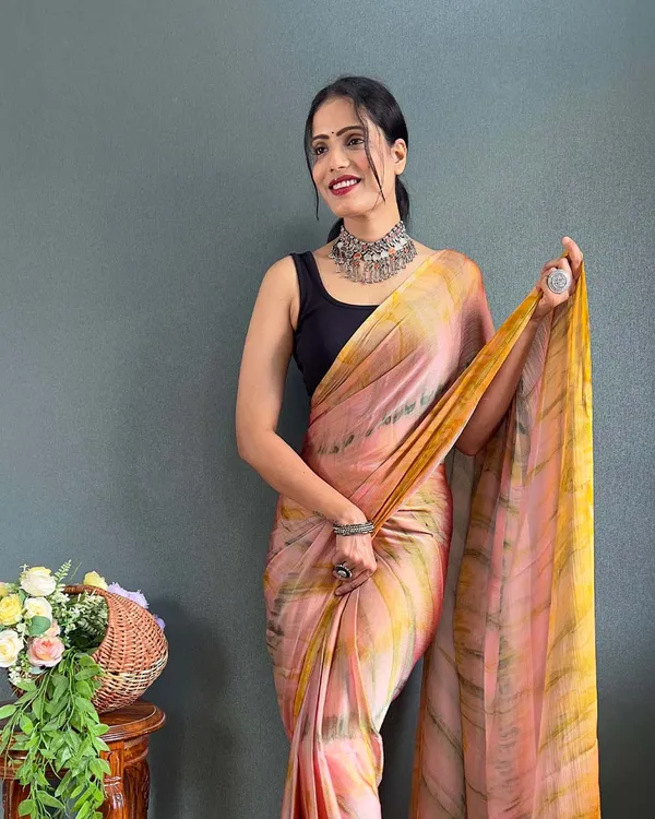 Rust_Color_1-Minute_Ready_To_Wear_Naylon_Saree_With_Blouse_Piece