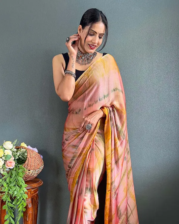 Rust_Color_1-Minute_Ready_To_Wear_Naylon_Saree_With_Blouse_Piece