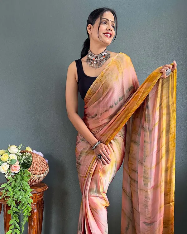 Rust_Color_1-Minute_Ready_To_Wear_Naylon_Saree_With_Blouse_Piece