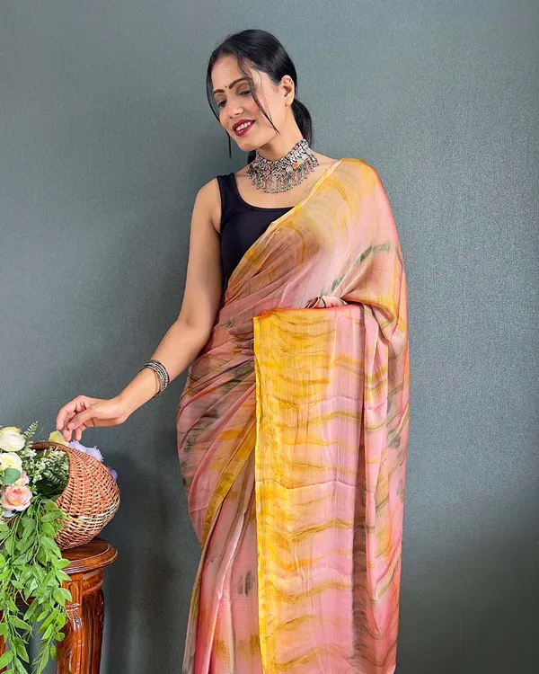 Rust_Color_1-Minute_Ready_To_Wear_Naylon_Saree_With_Blouse_Piece