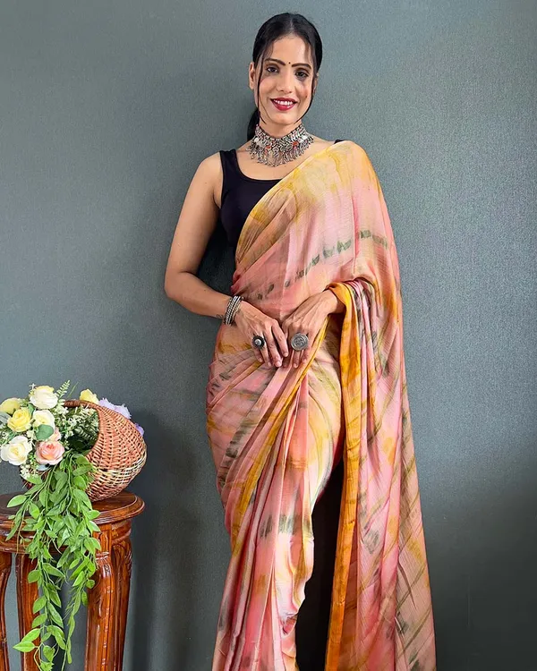 Rust_Color_1-Minute_Ready_To_Wear_Naylon_Saree_With_Blouse_Piece