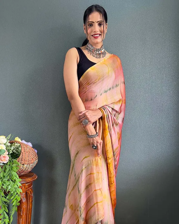Rust_Color_1-Minute_Ready_To_Wear_Naylon_Saree_With_Blouse_Piece