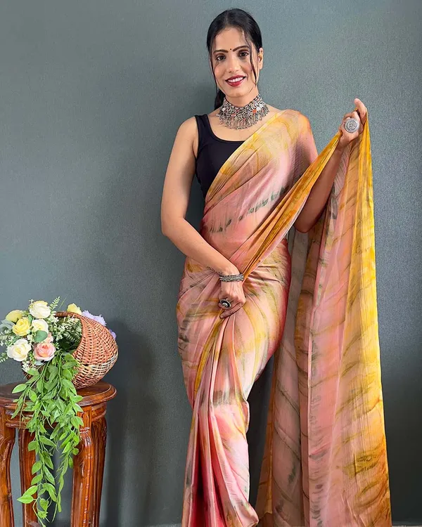 Rust_Color_1-Minute_Ready_To_Wear_Naylon_Saree_With_Blouse_Piece