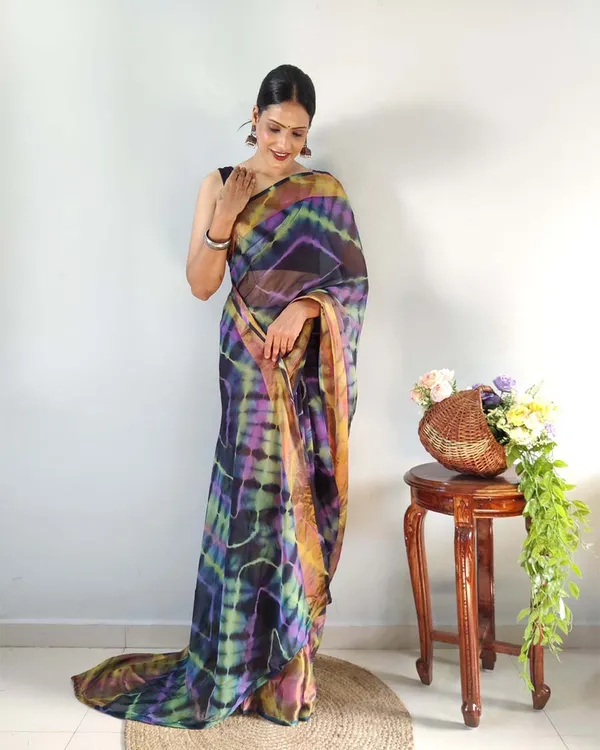 Multi_Color_1-Minute_Ready_To_Wear_Georgette_Saree_With_Blouse_Piece