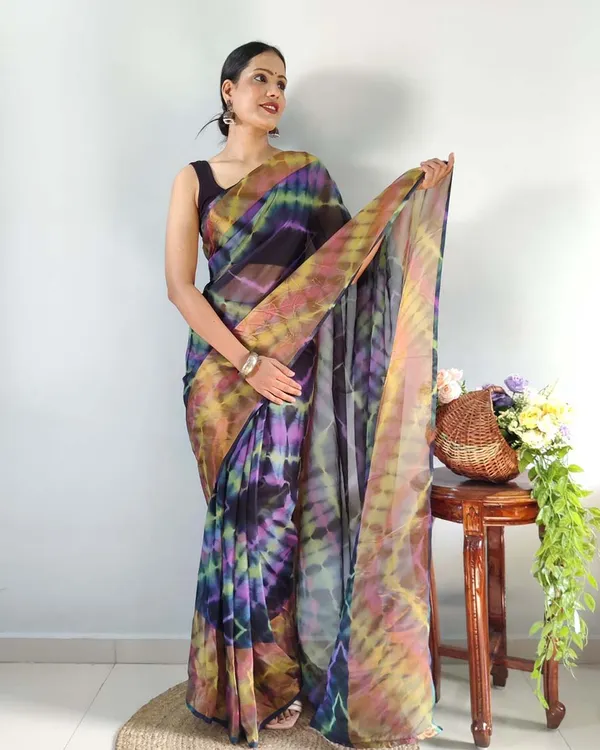 Multi_Color_1-Minute_Ready_To_Wear_Georgette_Saree_With_Blouse_Piece