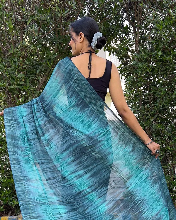 Sky_Blue_color_1-Minute_Ready_To_Wear_Naylon_Saree_With_Blouse_Piece