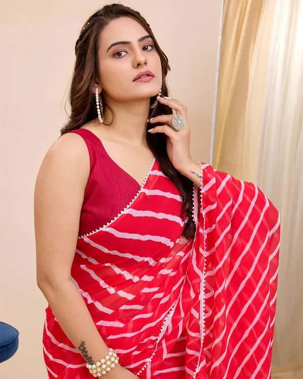Saffron_Color_1-Minute_Ready_To_Wear_Georgette_Saree_With_Blouse_Piece