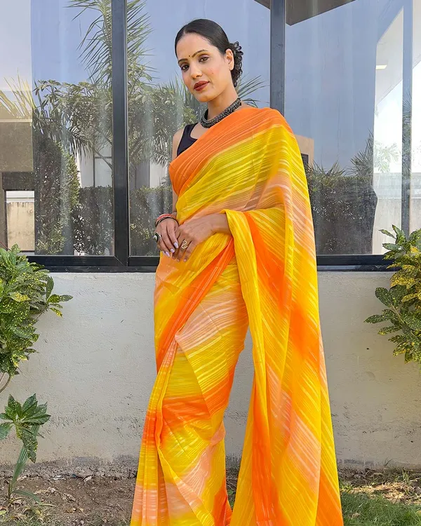Yellow_color_1-Minute_Ready_To_Wear_Naylon_Saree_With_Blouse_Piece
