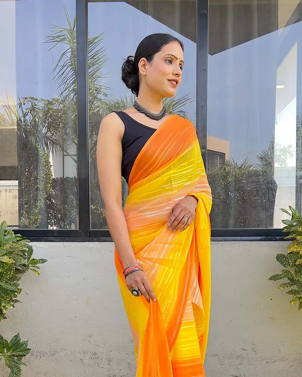 Yellow_color_1-Minute_Ready_To_Wear_Naylon_Saree_With_Blouse_Piece